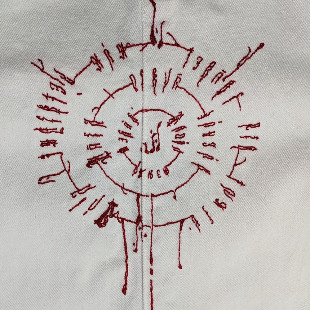 BG3 Astarion Scars Hand Embroidered on White J.Crew Denim Dress with Pockets